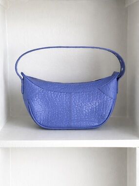 NÚNOO Textured Blue Leather Studded Shoulder Bag